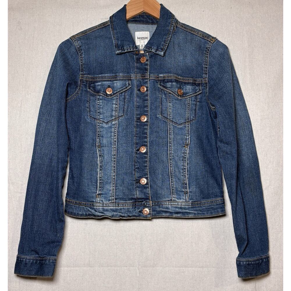 Kensie Jeans‎ Denim Jacket Womans Small Button Down Flap Pockets Preppy Tween